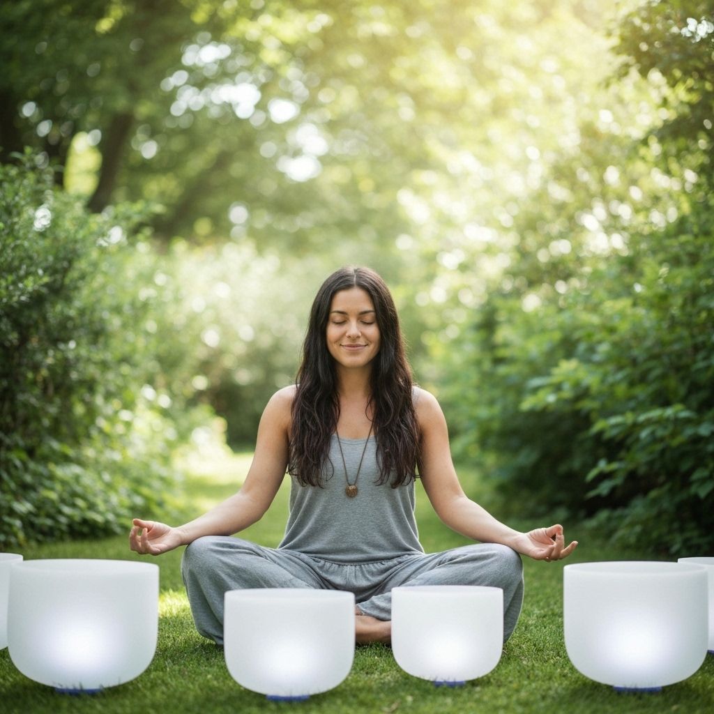 Sound healing session with singing bowls